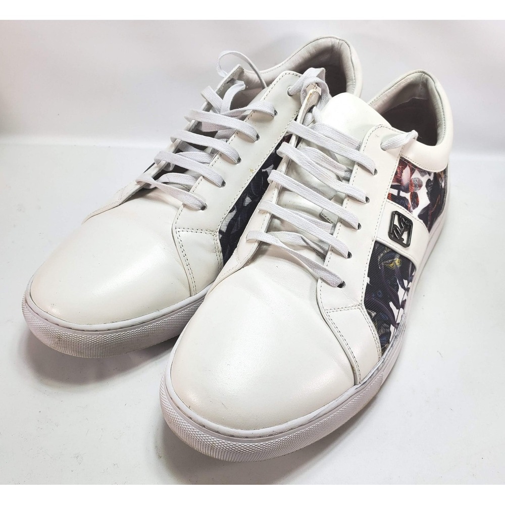 Robert Graham Fashion Sneaker Sz 11 White Floral Graphic RG5675L Low Top Leather